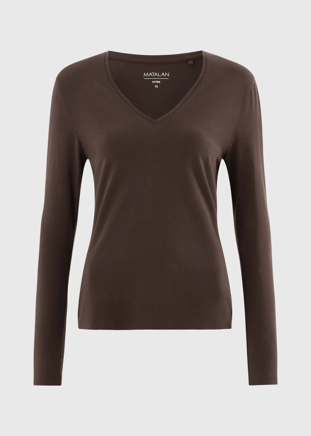 Chocolate Brown Fitted V-Neck Top - 14 Image 1