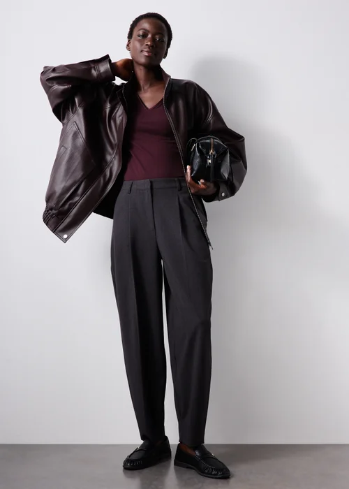 Burgundy Long Sleeve Fitted V-Neck Top - 8 Image 2