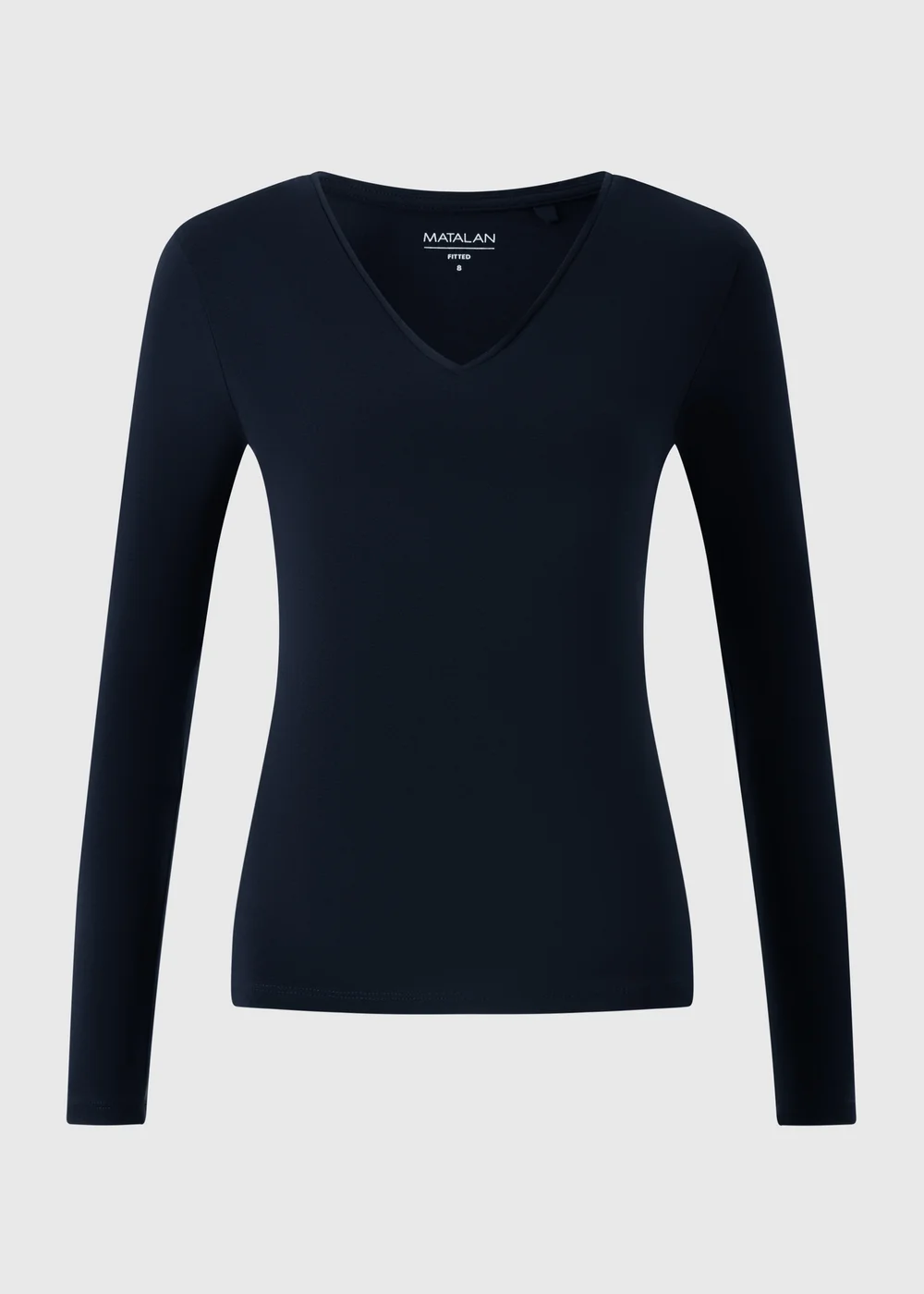 Navy Fitted V-Neck Top - 8 Image 1