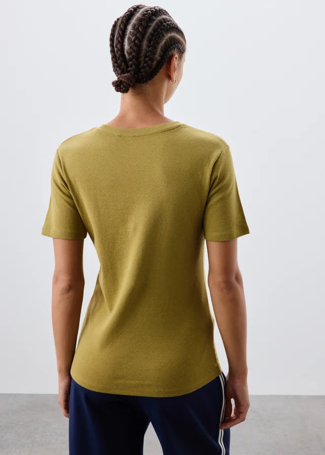 Olive Fitted Short Sleeve Top