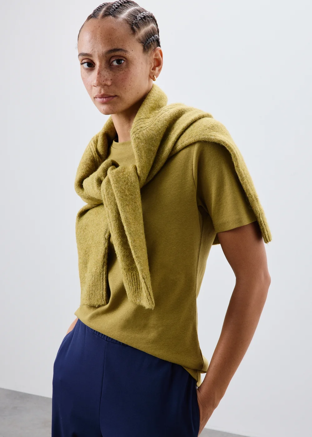 Olive Fitted Short Sleeve Top - 8 Image 1