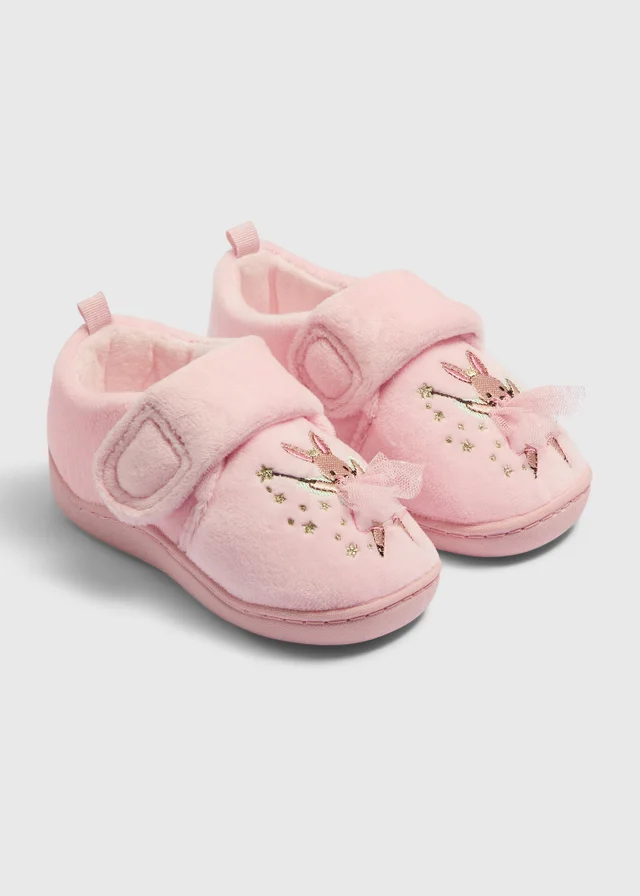 Girls Pink Mouse Cupsole Slippers (Younger 4-Older 12)