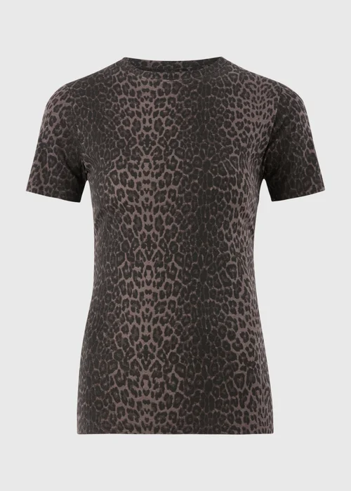 Brown Leopard Print Fitted T-Shirt - 8 Image 1