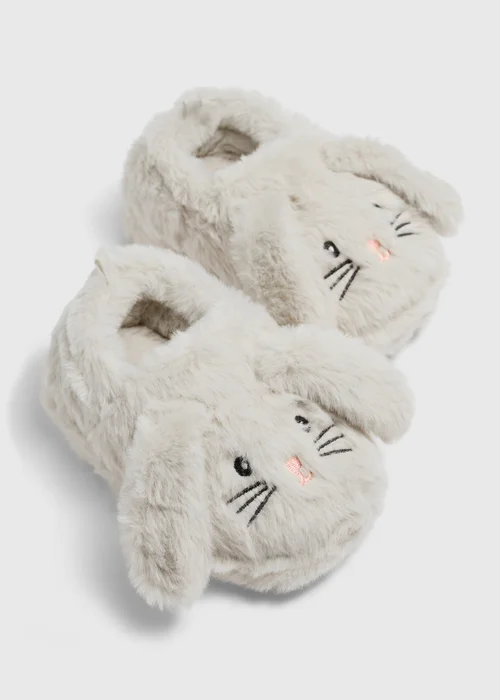 Girls Beige Bunny Novelty Slippers (Younger 4-11) - 4-5 Infants Image 2
