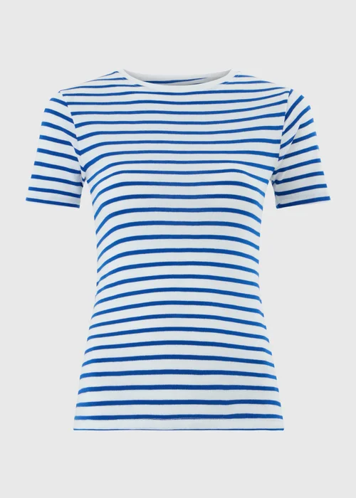 White/Blue Striped Fitted T-Shirt - 8 Image 4