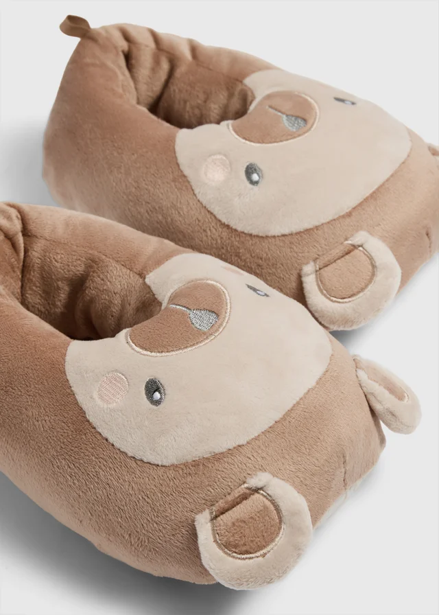 Kids Beige Bear Shaped Slippers (Younger 8 - Older 13)