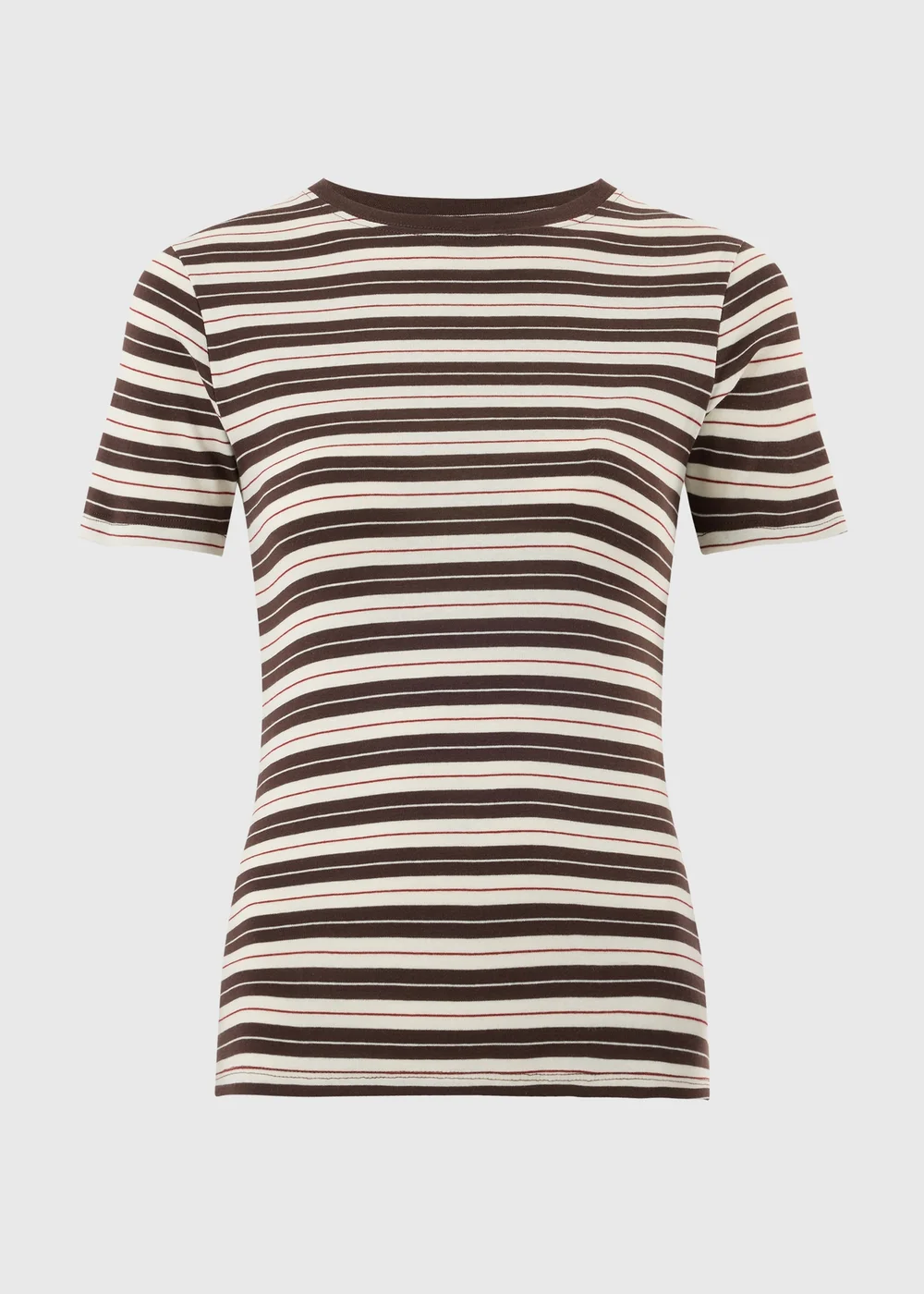 Cream Striped Fitted T-Shirt - 8 Image 1