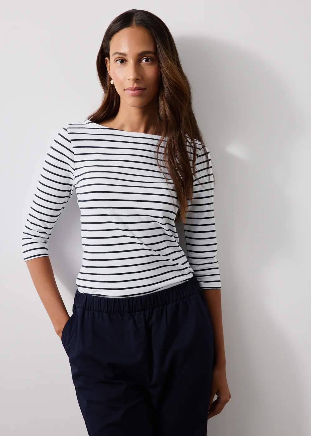 White Striped Fitted T-Shirt - 8 Image 1
