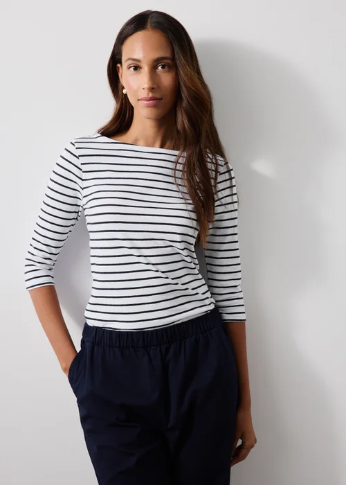 White Striped Fitted T-Shirt - 8 Image 1