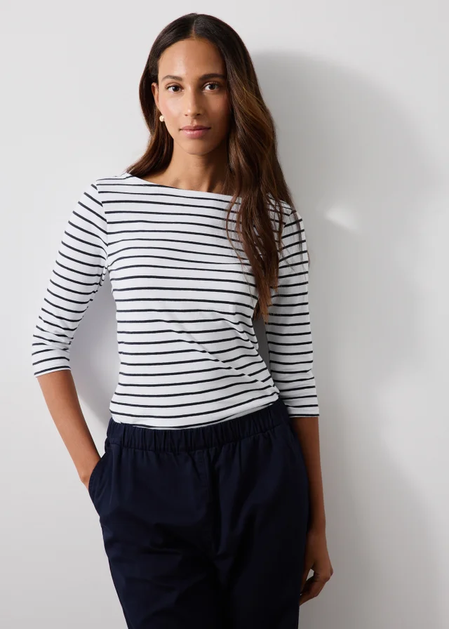 White Striped Fitted T-Shirt