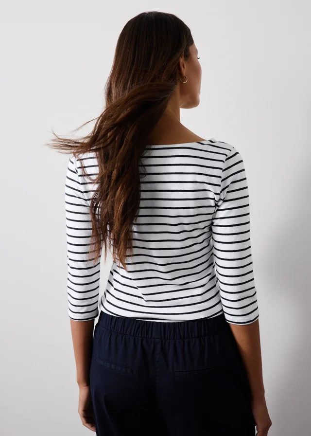 White Striped Fitted T-Shirt