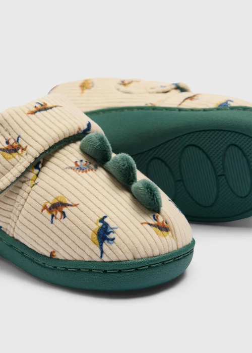 Boys Beige Dino Cupsole Slippers Younger 4-Older 12) - 4-5 Infants Image 2