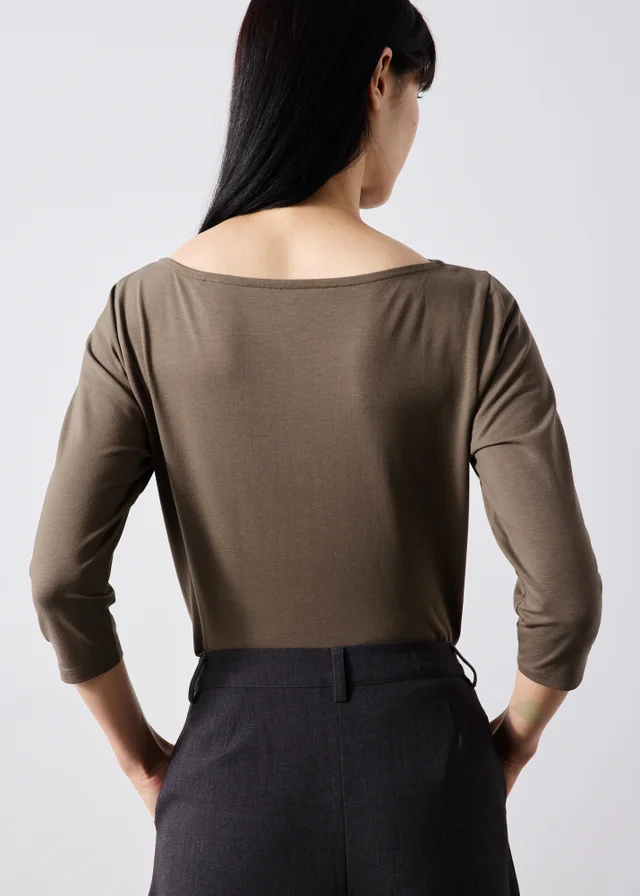 Chocolate Fitted Plain T-Shirt