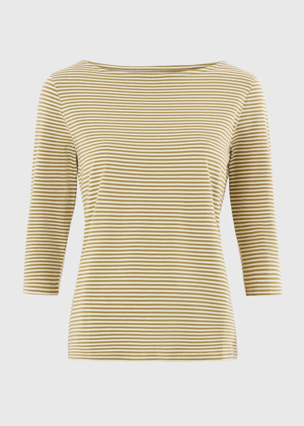 Olive Striped Fitted 3/4 Sleeve T-Shirt - 8 Image 1