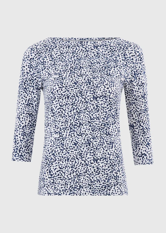 White/Blue Patterned Top