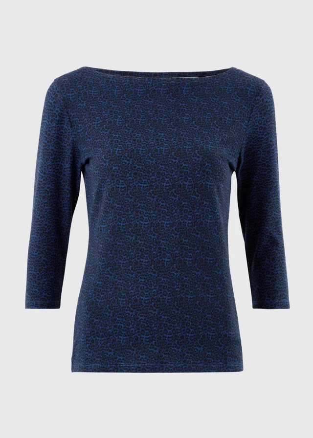 Blue Leopard Print Top