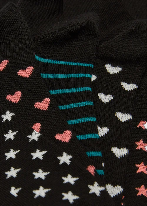 5 Pack Black Footbed Ankle Socks - One Size Image 2