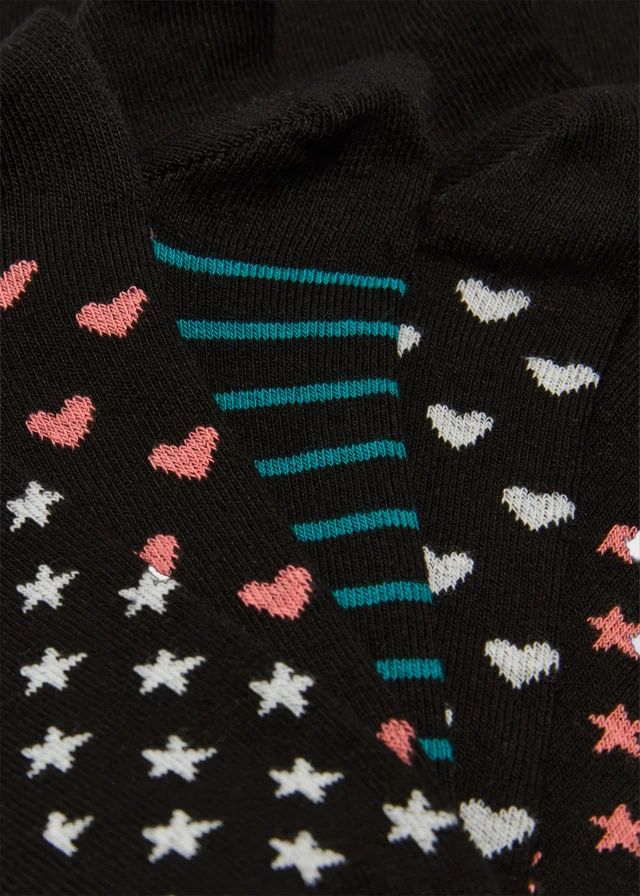 5 Pack Black Footbed Ankle Socks