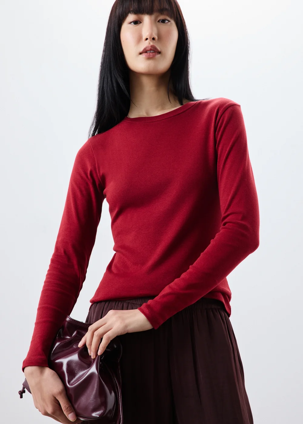 Red Fitted Long Sleeve T-Shirt - 8 Image 1