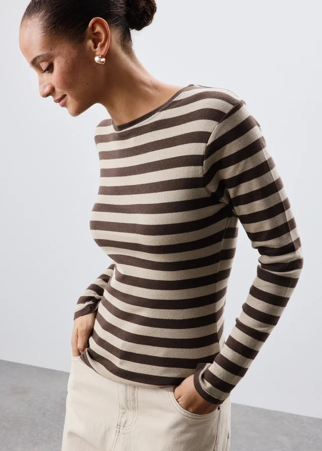Chocolate Brown Striped T-Shirt