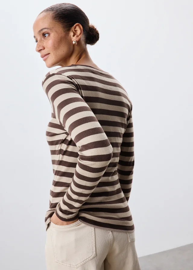 Chocolate Brown Striped T-Shirt