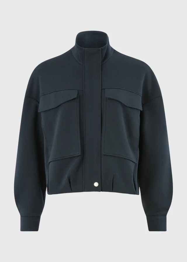 Navy Funnel Neck Co Ord Bomber Jacket