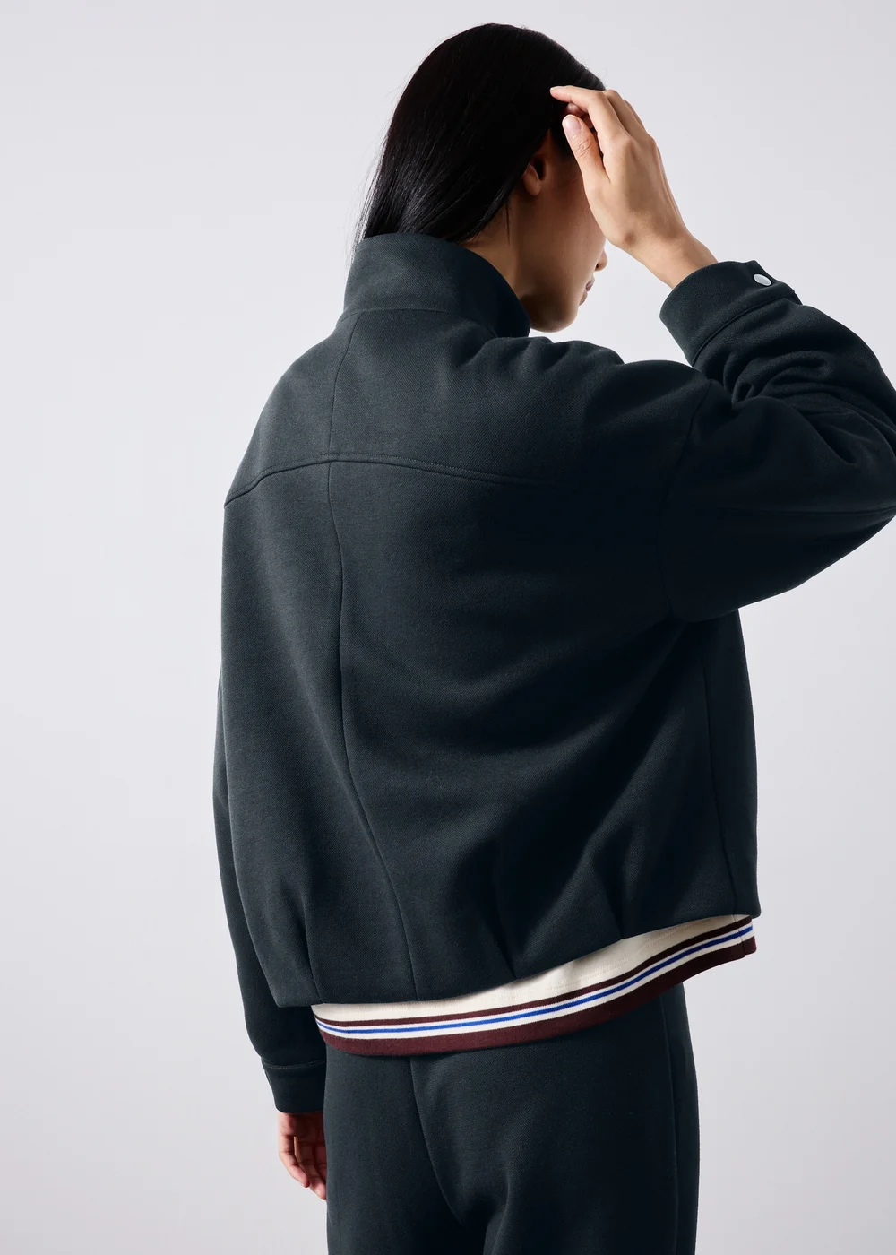 Navy Funnel Neck Co Ord Bomber Jacket - S Image 3