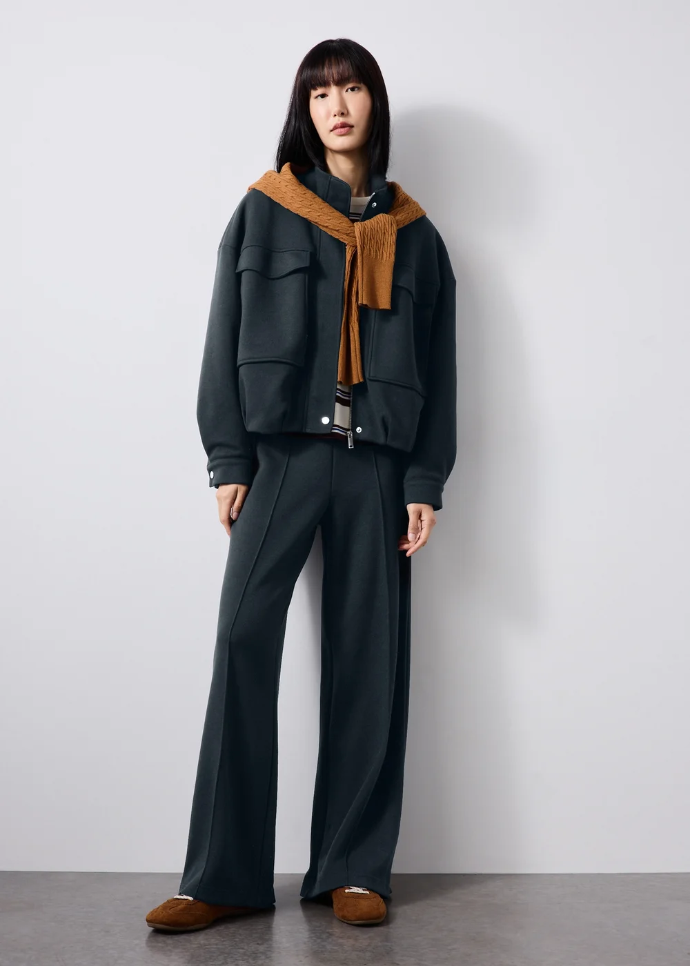 Navy Funnel Neck Co Ord Bomber Jacket - S Image 2