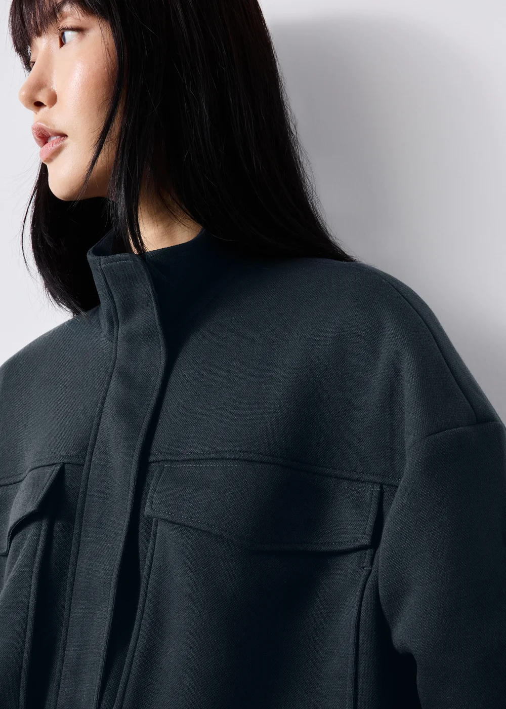 Navy Funnel Neck Co Ord Bomber Jacket - S Image 4