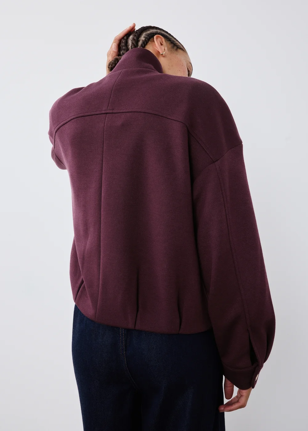 Grape Pique Double Pocket Co Ord Bomber Jacket - S Image 2