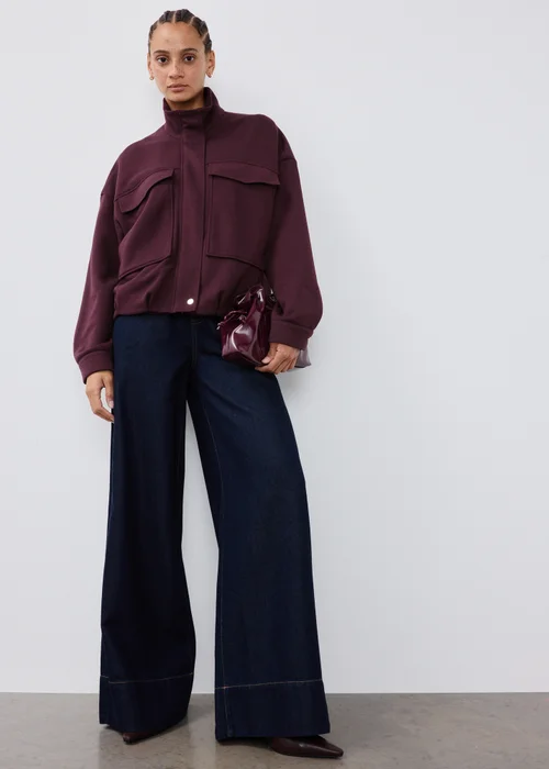 Grape Pique Double Pocket Co Ord Bomber Jacket - S Image 1