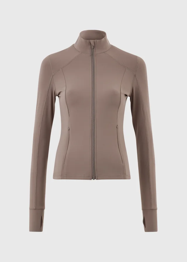 Souluxe Mocha Funnel Neck Zip Through Sports Jacket