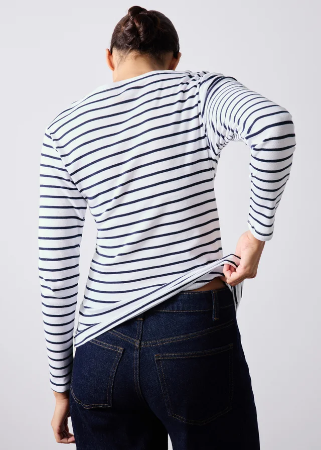 Navy Striped Long Sleeve Top