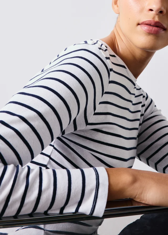 Navy Striped Long Sleeve Top