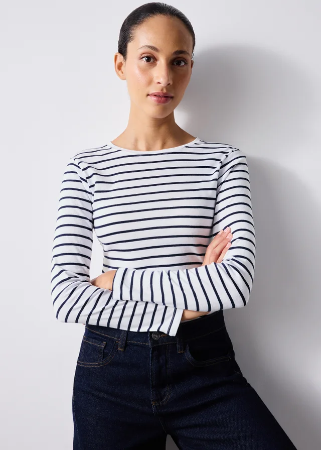 Navy Striped Long Sleeve Top