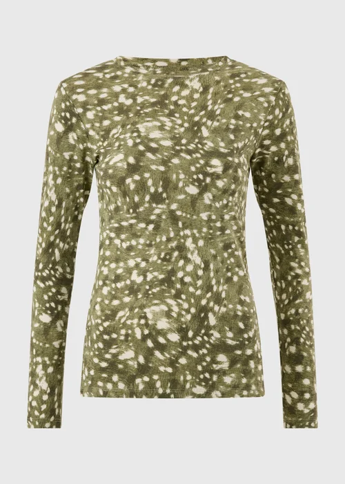 Olive Deer Print Animal Fitted Top - 8 Image 5