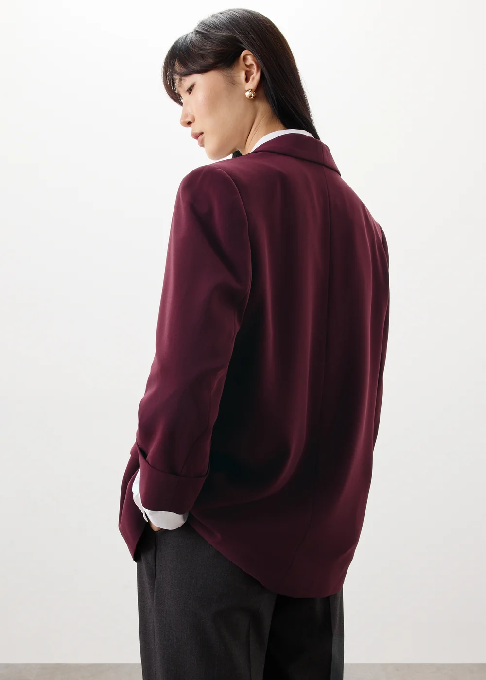 Burgundy Turn Back Blazer - 8 Image 2