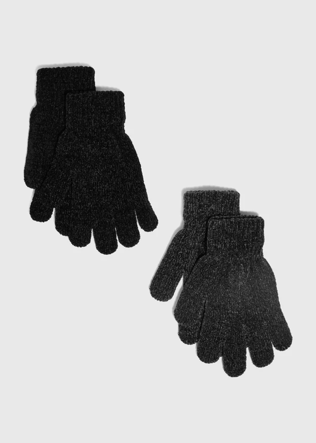 2 Pack Black/Grey Chenille Glove