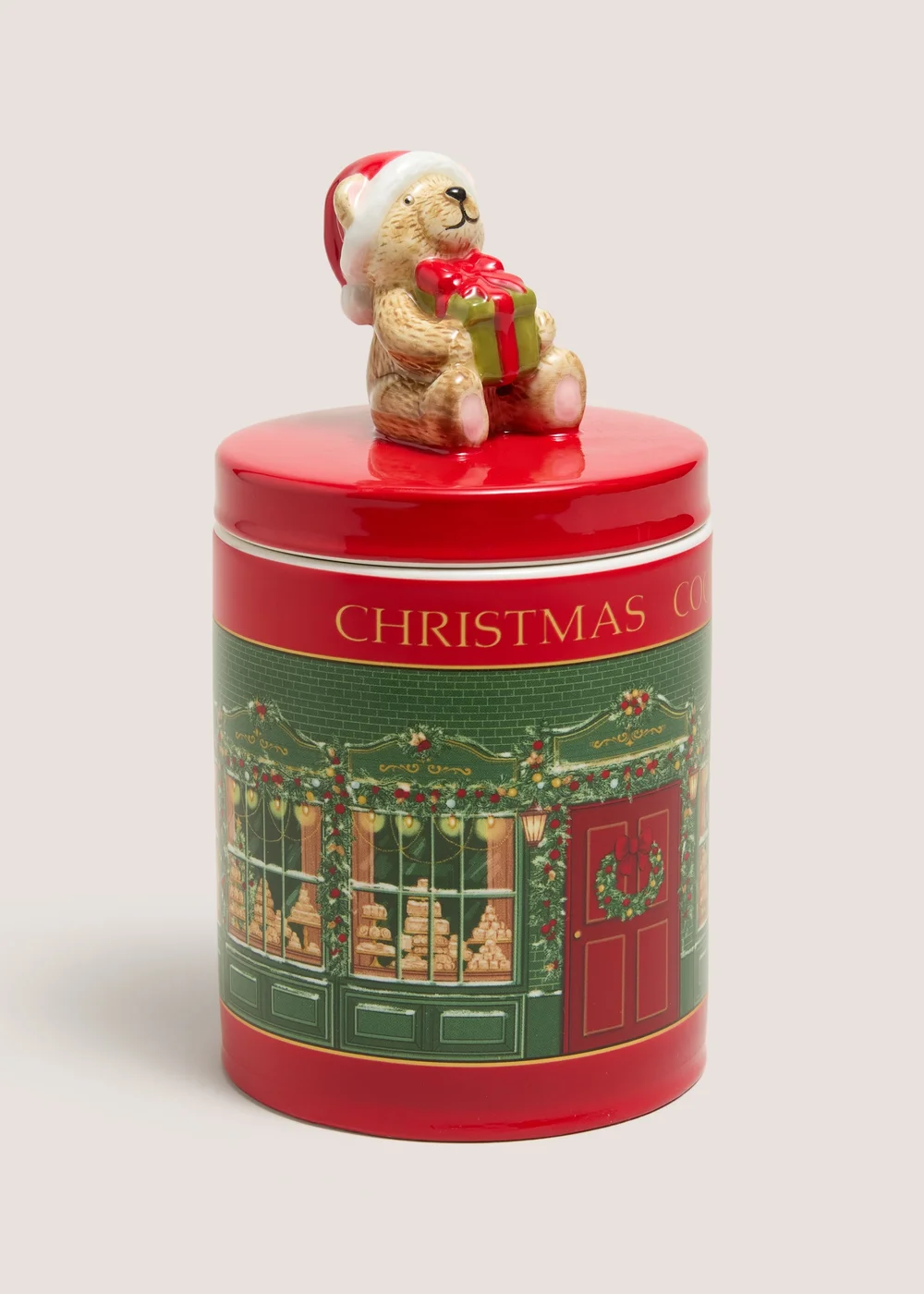 Christmas Patch Ceramic Cookie Jar Image 1
