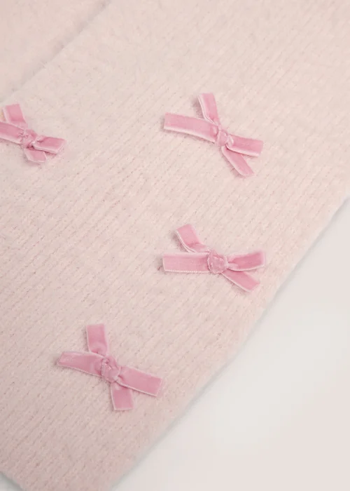 3 Piece Pink Bow Scarf Set - 7-10 Yrs Image 2