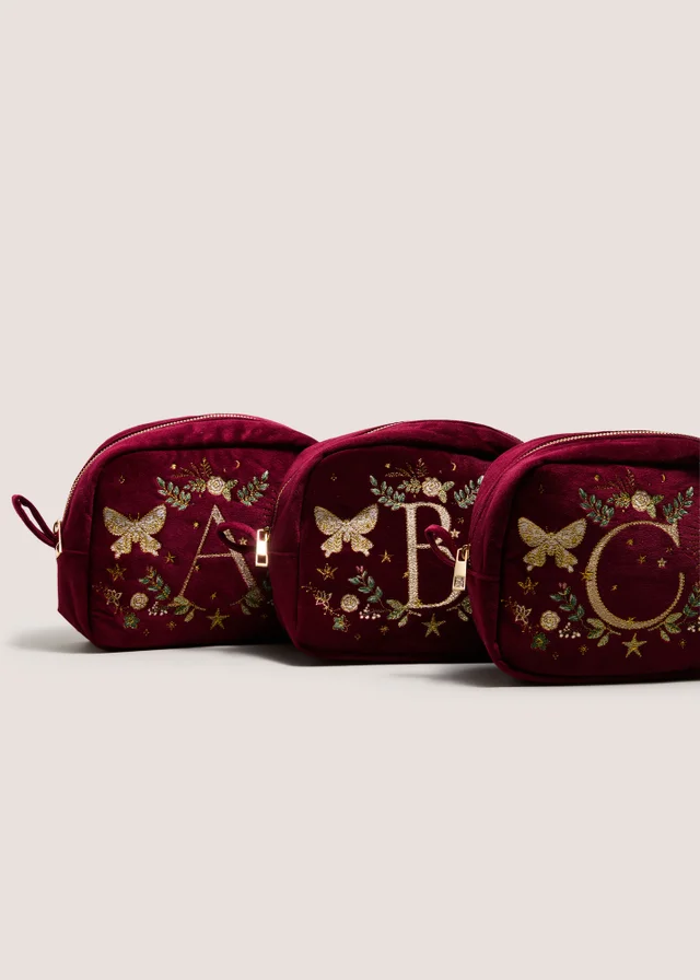 Burgundy Alphabet Decadence Makeup Bag