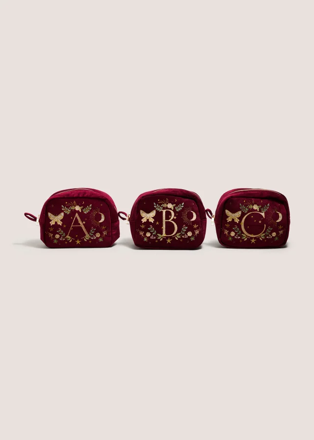Burgundy Alphabet Decadence Makeup Bag