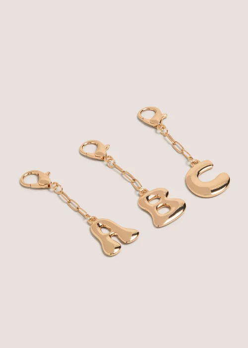 Gold Alphabet Key Ring - A Image 2