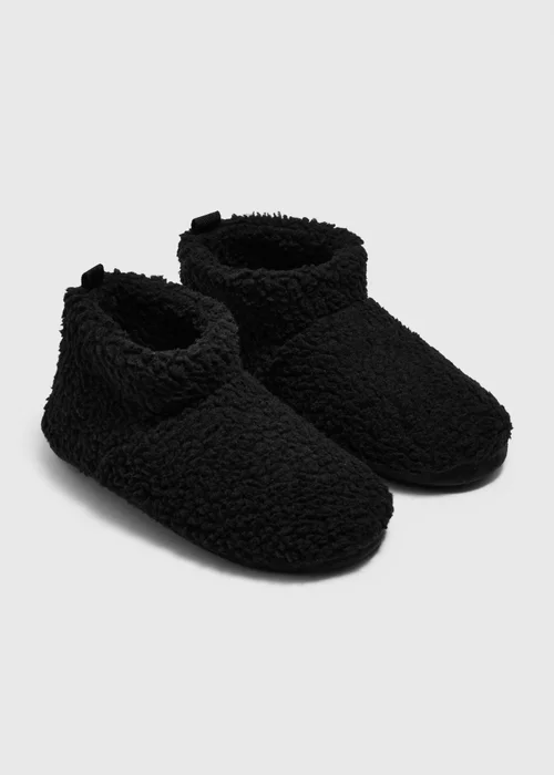Black Faux Fur Low Slipper Boots - 6 Image 1