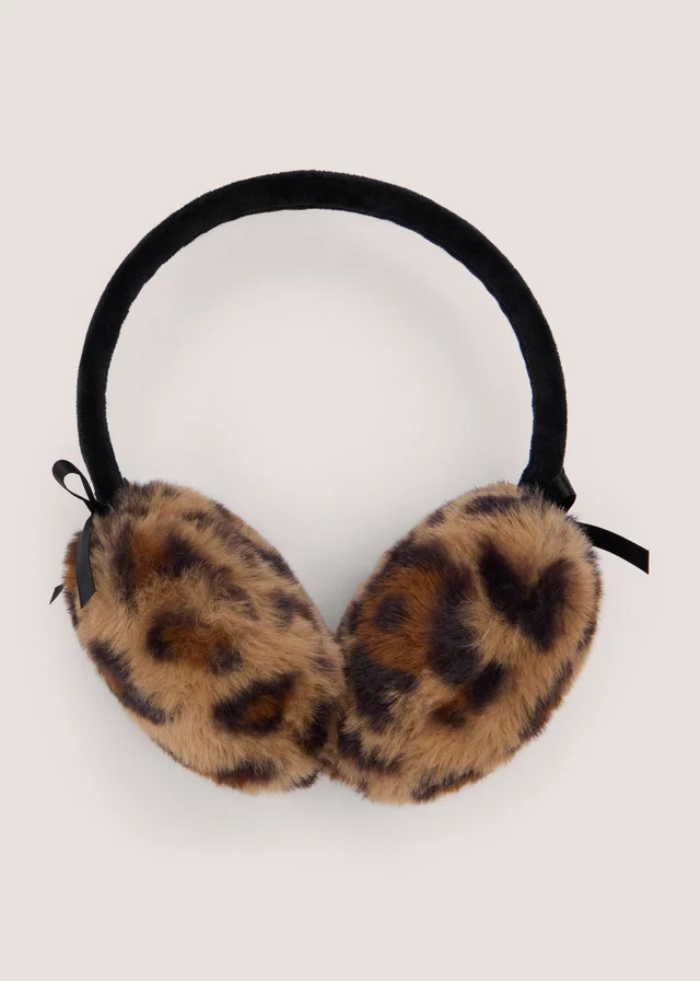 Girls Brown Leopard Earmuffs