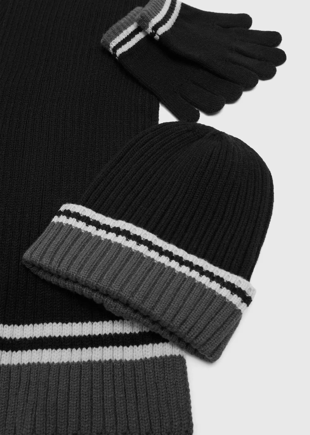 3 Pack Boys Black Hat Scarf & Gloves (3-13 Yrs) - 7-10 Yrs Image 2