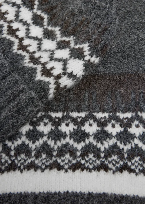 3 Piece Boys Charcoal Fairisle Hat, Scarf & Gloves Set (3-13yrs) - 7-10 Yrs Image 2
