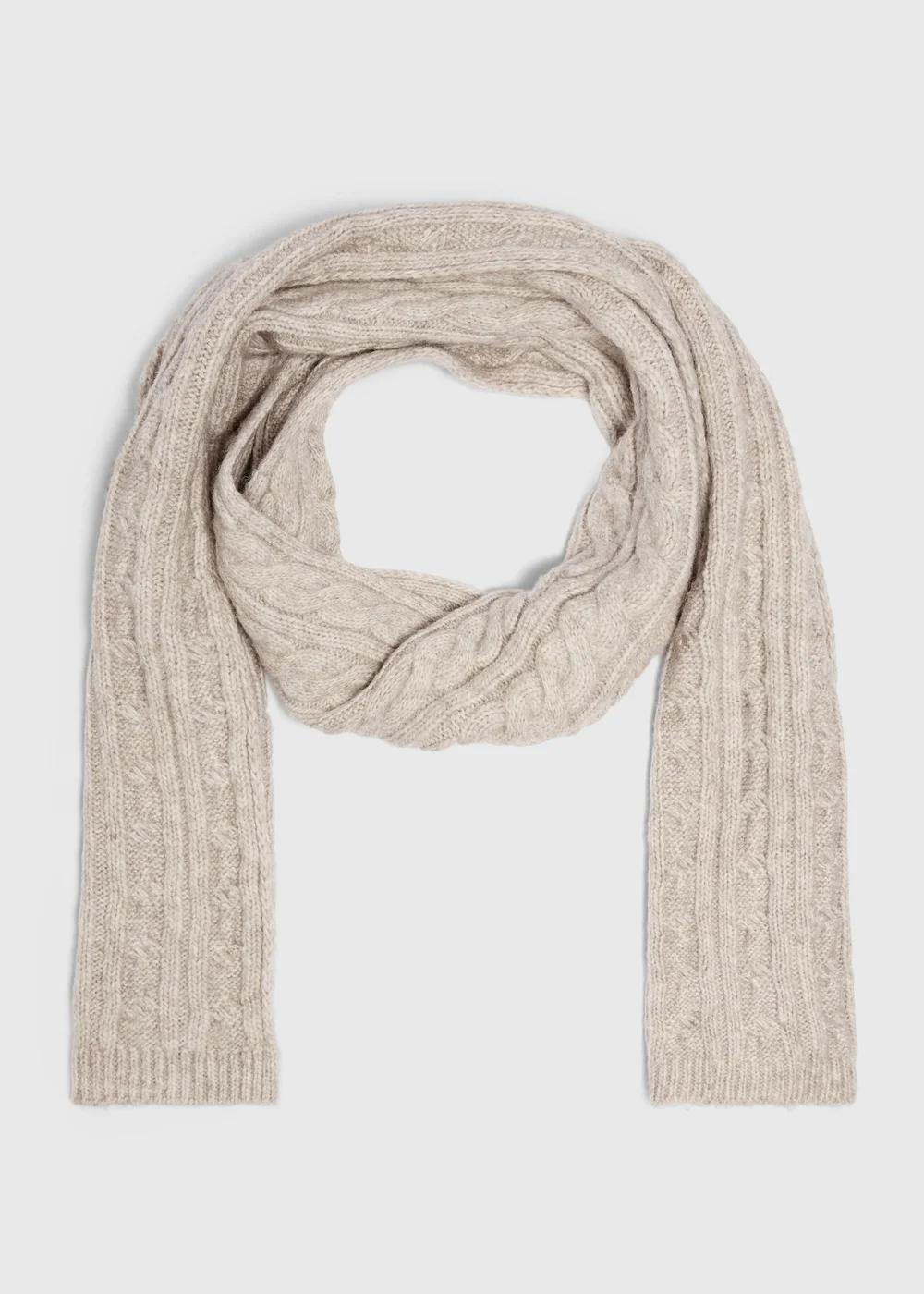 Oatmeal Cable Knit Scarf - One Size Image 1