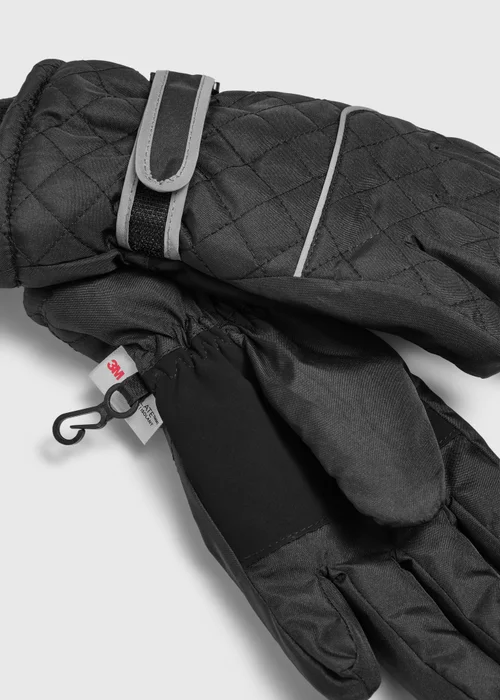 Boys Black Thinsulate Ski Gloves (3-13 yrs) - 7-10 Yrs Image 2