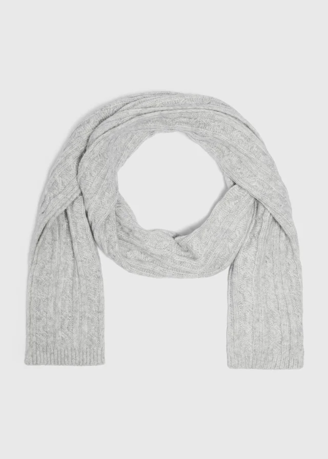 Grey Cable Knitted Scarf